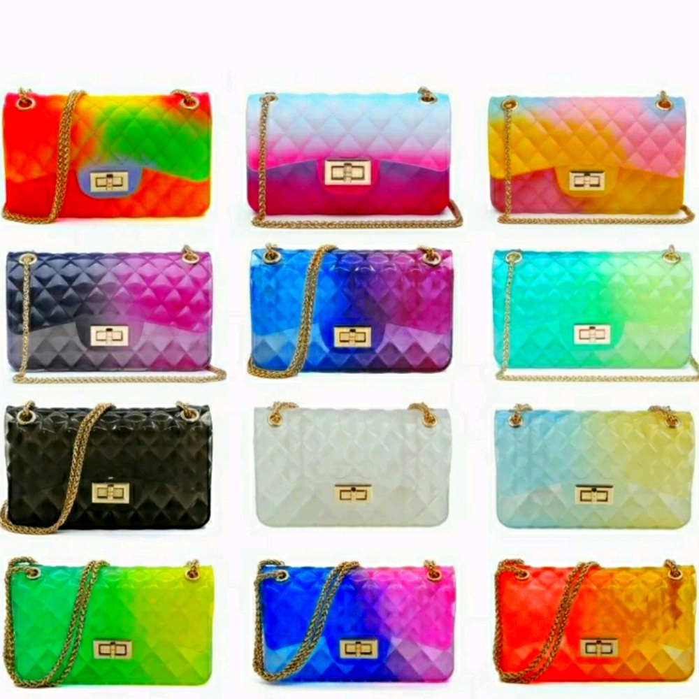 Jelly Rainbow Multi Color Handbag Purse
